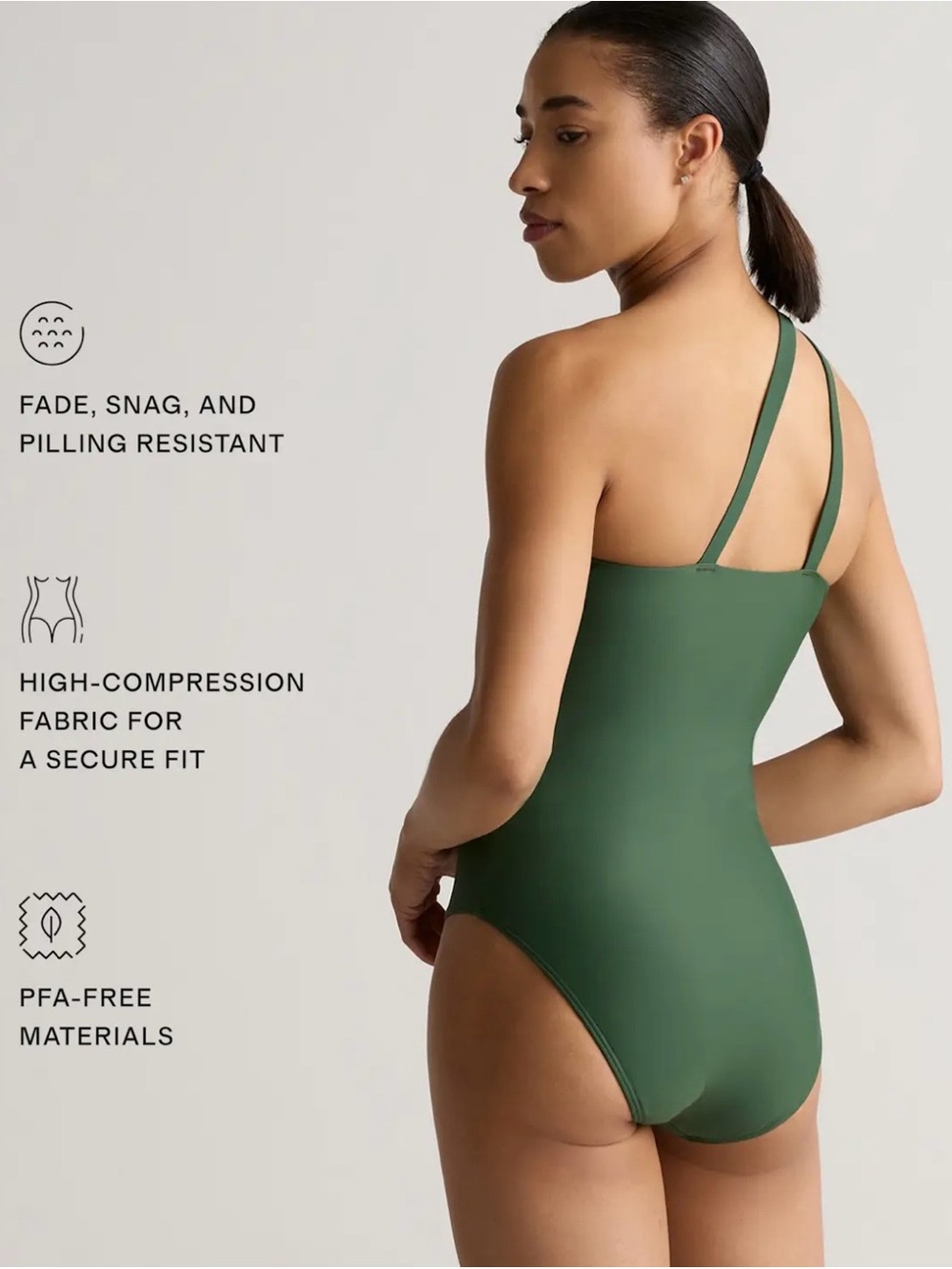 Italian One-Shoulder Women’s Swimsuit — Palm g195 - Picture 2 of 5